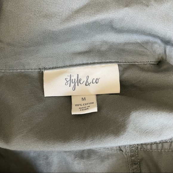 STYLE & CO. COTTON HOODED UTILITY JACKET SAGE size M - Picture 10 of 14
